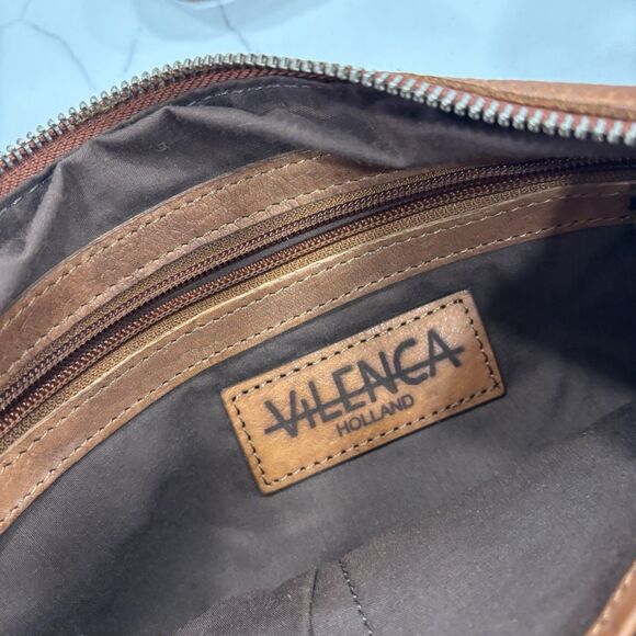 Vilenca Holland Purse Woven Leather Cognac Crossbody Bag Shoulder Zip Brown - Picture 7 of 7